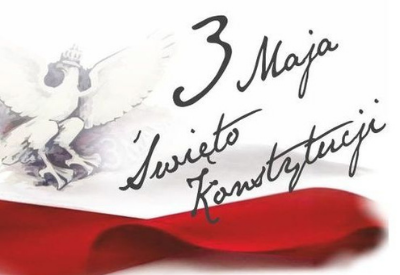 Kartka z napisem 3 Maja Święto Konstytucji